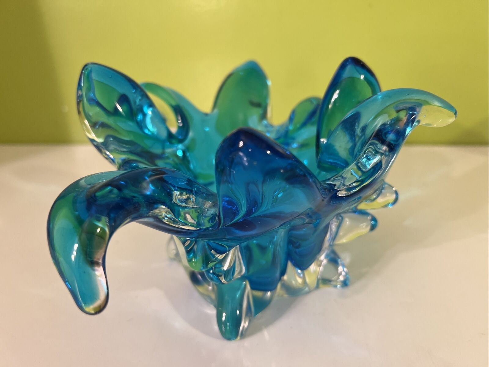 EDAG Canada Art Glass Bowl Turquoise Aqua Blue 4 1/2 Tall X Etsy