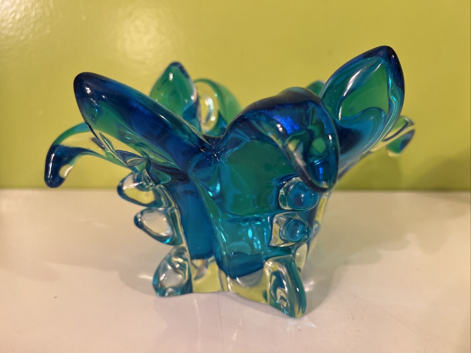 EDAG Canada Art Glass Bowl Turquoise Aqua Blue 4 1/2 Tall X Etsy