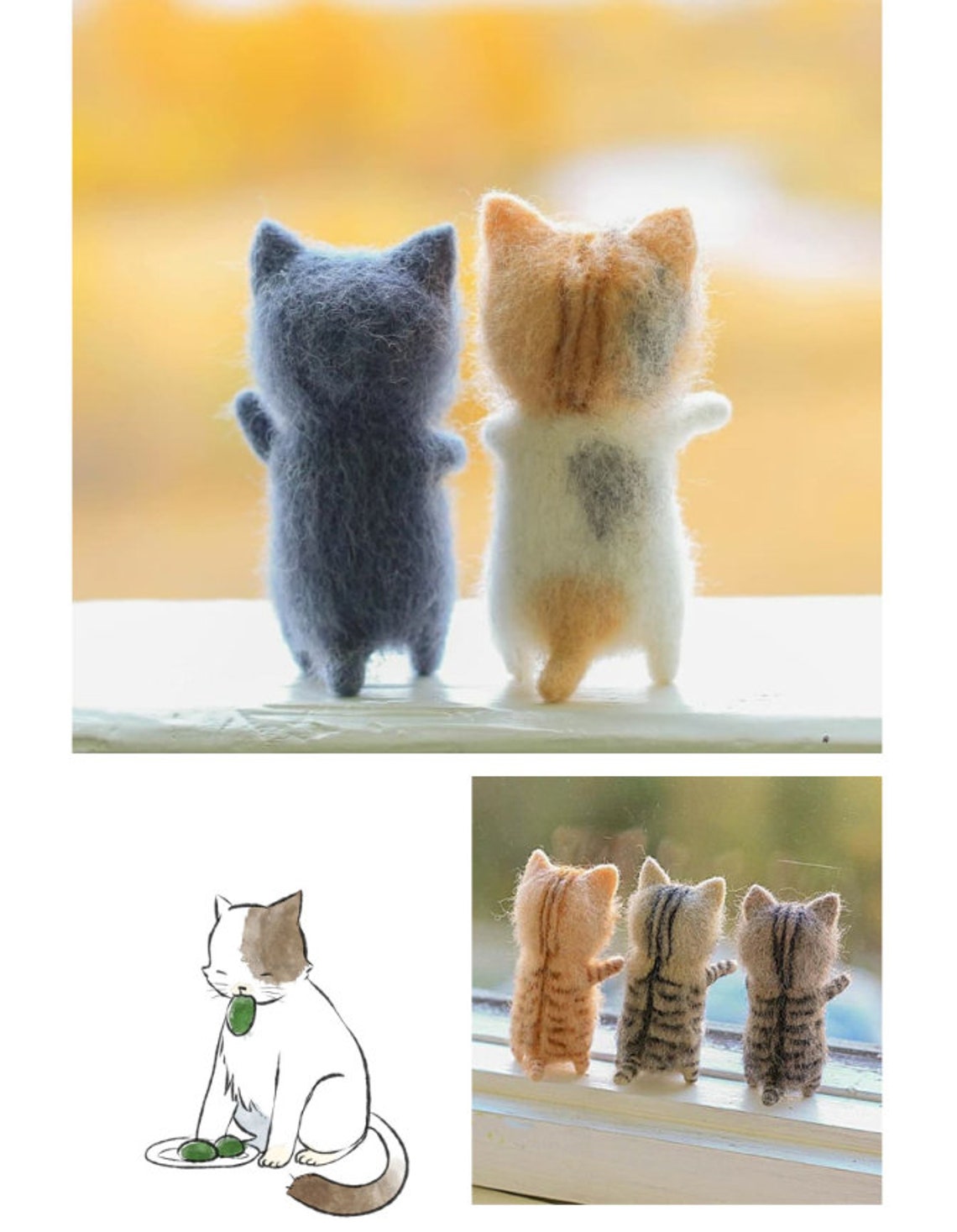 Kitten Wool Felt Poke Le DIY Kits Etsy