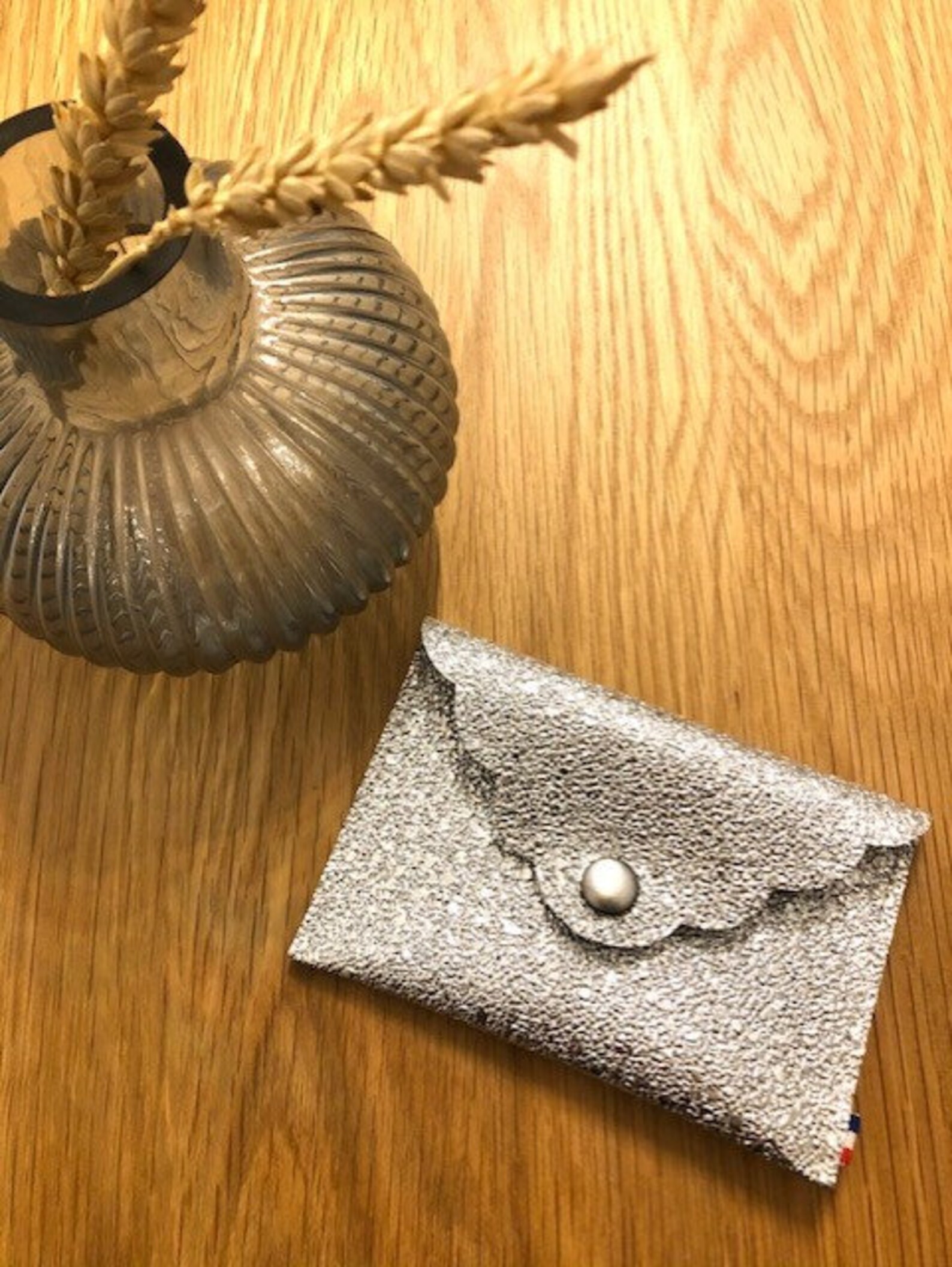120x80mm leather faux leather card holder scalloped flap | Etsy