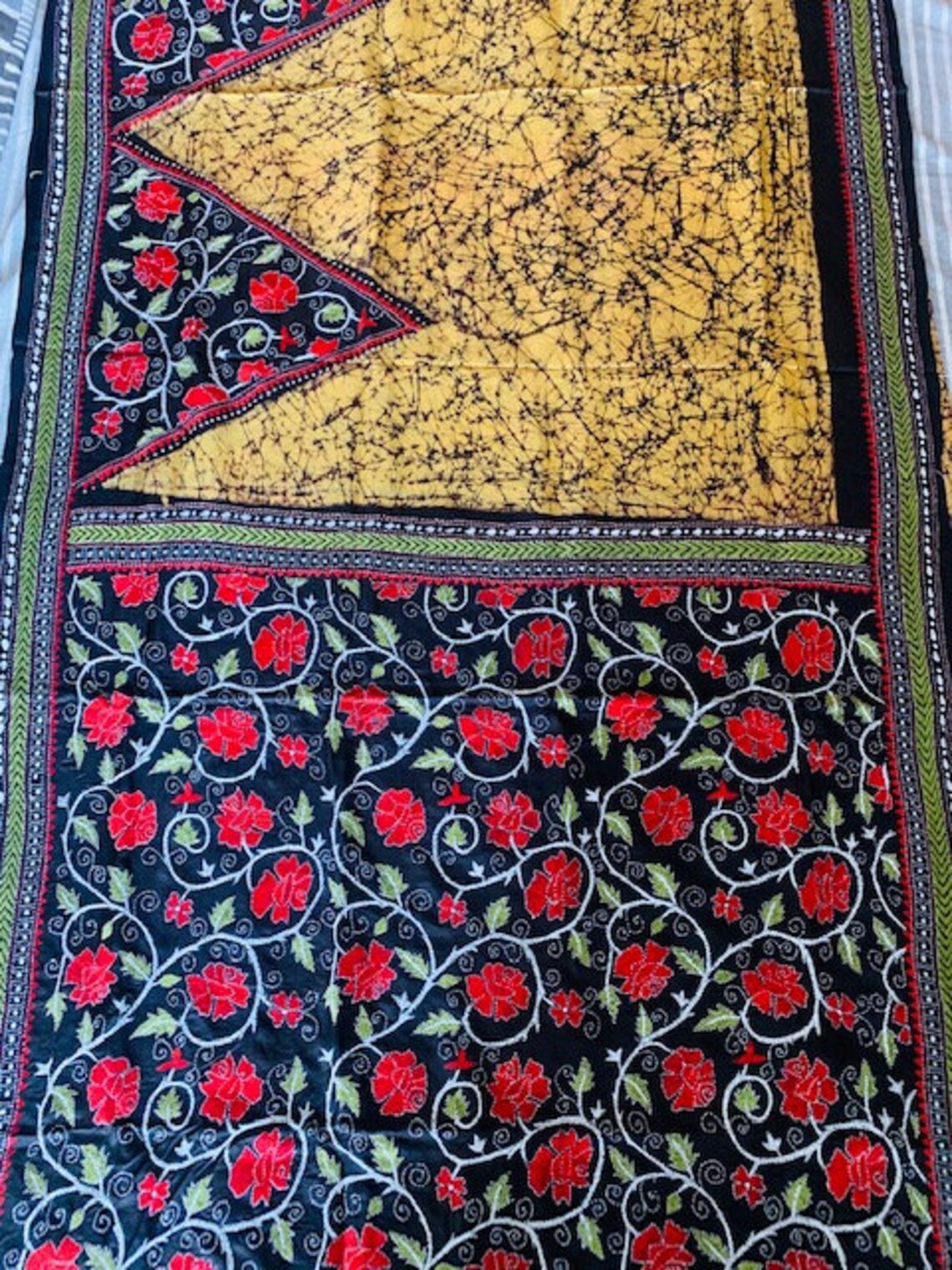 Traditional Kantha stitch Bengali silk saree by Tagore Etsy