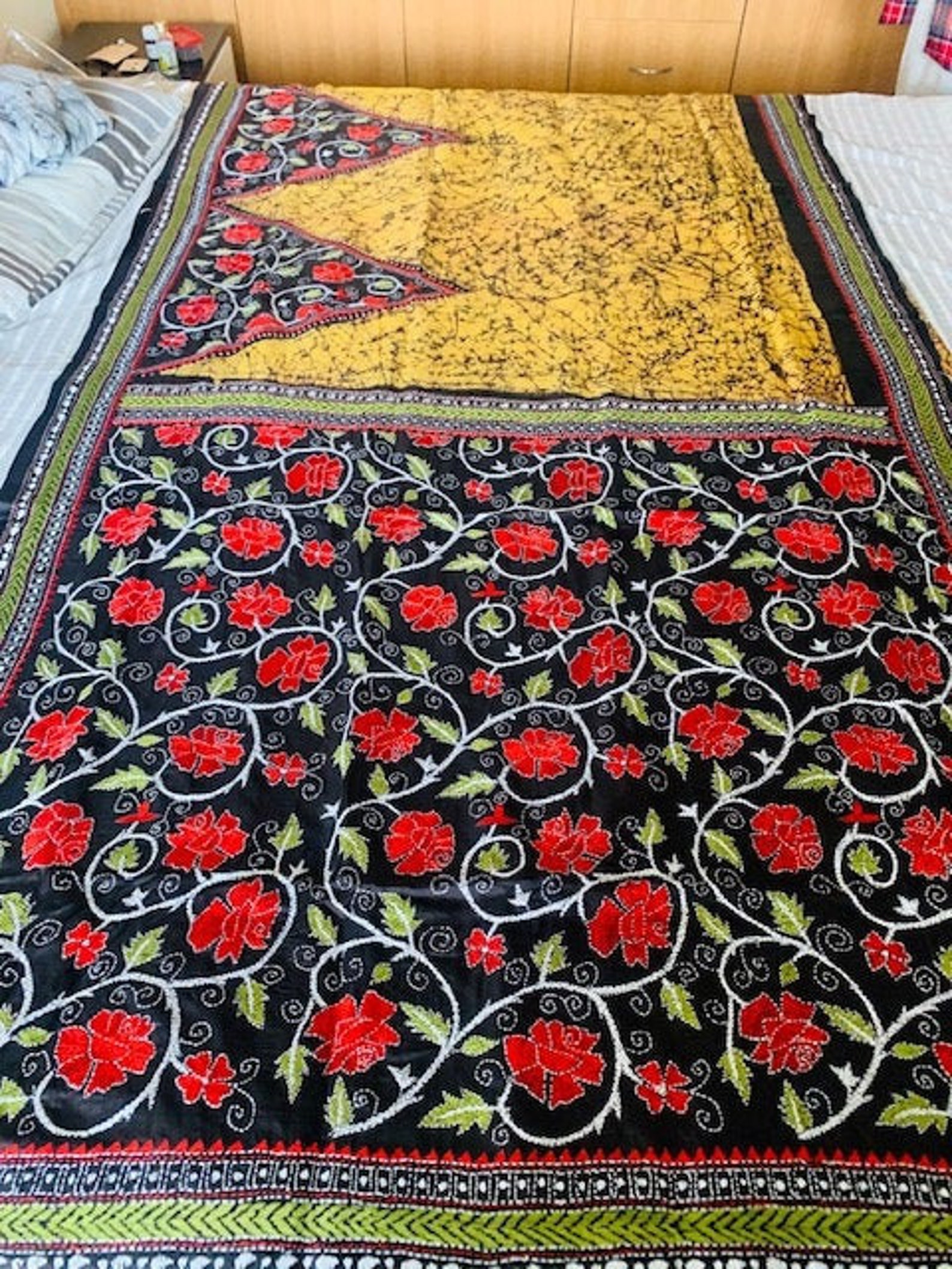 Traditional Kantha stitch Bengali silk saree by Tagore Etsy