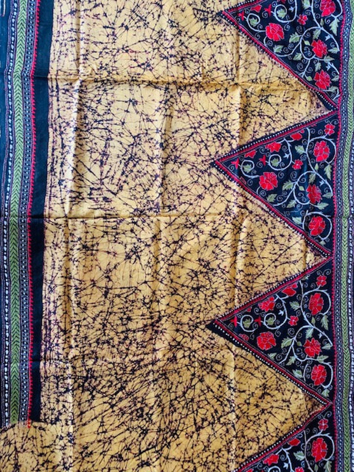 Traditional Kantha stitch Bengali silk saree by Tagore Etsy