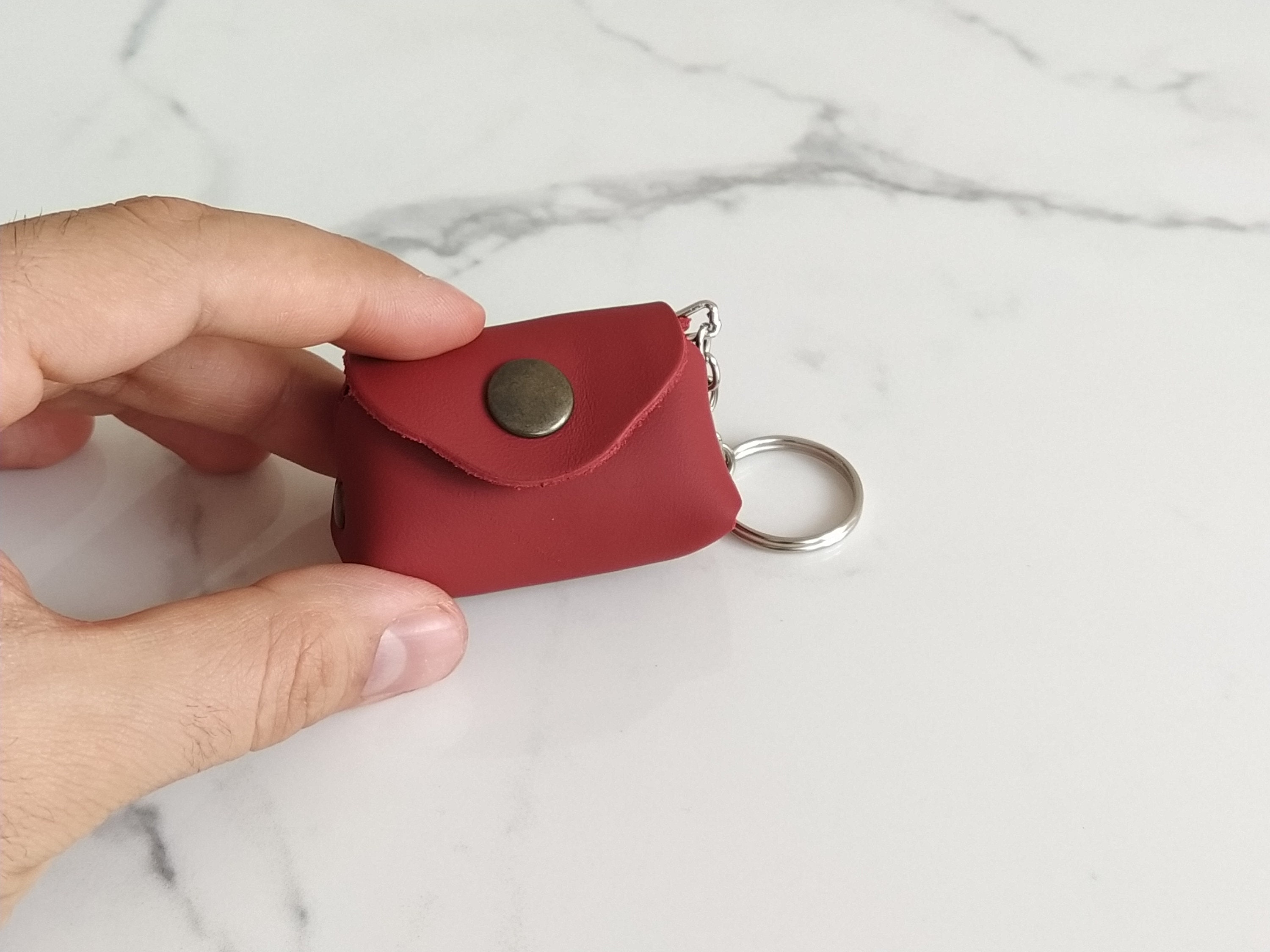 Unisex Personalized Leather Coin Holder Keychain Monogram Etsy