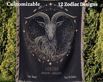Personalized Zodiac Woven Throw Blanket, Heirloom, Beautiful,  Celestial, Woven not Printed Throw, Luxury Gift, Christmas Gift