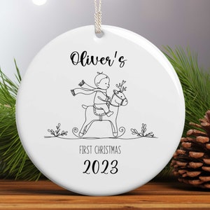 Custom First Christmas Ornament, Minimalist Holiday Decor, Commemorate Baby&#39;s First Christmas, Perfect Gift for New Parents