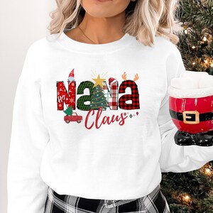 Nana Claus Cosy Christmas Sweatshirt, süßer Weihnachtspullover, Holiday Sweatshirt, fröhlich und hell, Winter Wonderland