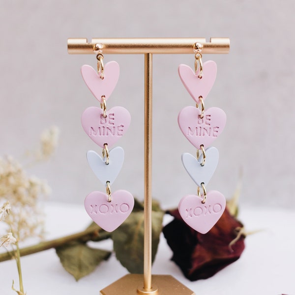 Sweetheart earrings, candy hearts clay jewelry, Christmas gift for teen girls, stuffing stockers for women, fall jewelry trends 2021