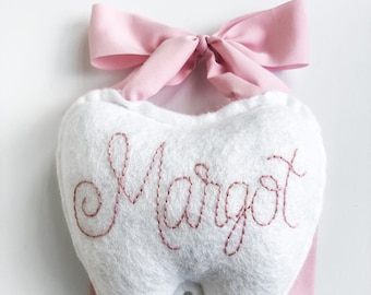 Personalized Tooth Fairy Pillow/Tooth Fairy Door Hanger with Hand Embroidery