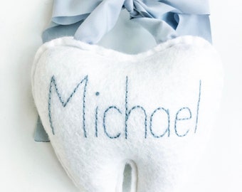 Personalized Tooth Fairy Pillow/Tooth Fairy Door Hanger with Hand Embroidery