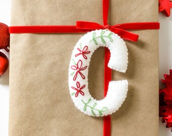 Initial Monogram Felt Letter Christmas Holiday Ornament Home Decor