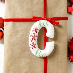 DIY Kit - 5” Felt Letter Ornament with Embroidered Flowers