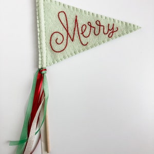 Handmade Felt Christmas Flag, Christmas Pennant, Merry Flag, Merry Pennant immagine 2