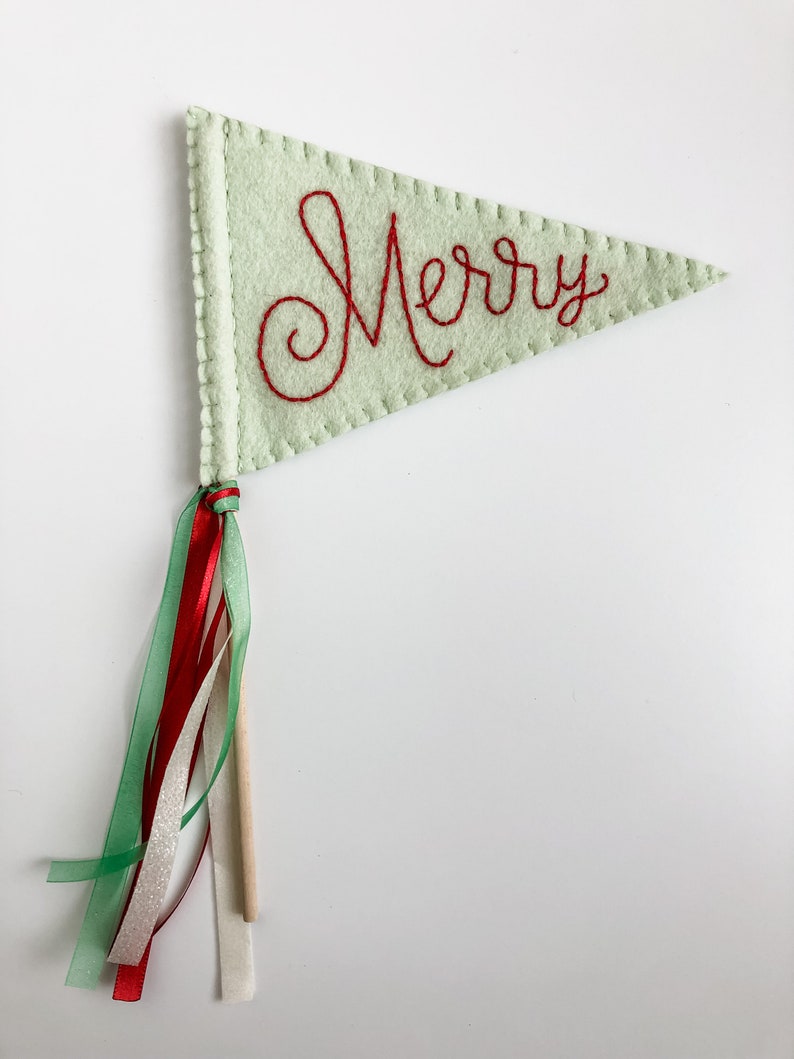 Handmade Felt Christmas Flag, Christmas Pennant, Merry Flag, Merry Pennant immagine 2