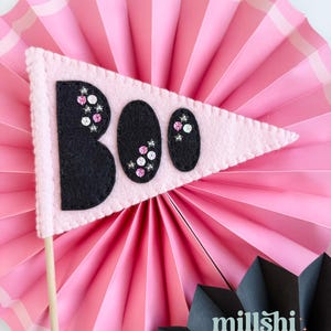 Handmade Felt Halloween Flag, Halloween Pennant, Boo Flag, Boo Pennant with Sequins