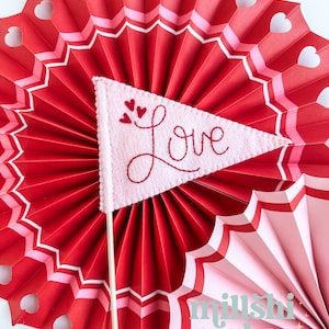 Hand Embroidered Felt Valentine’s Day Flag