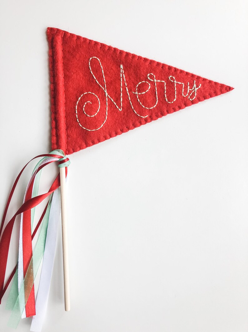 Handmade Felt Christmas Flag, Christmas Pennant, Merry Flag, Merry Pennant immagine 3