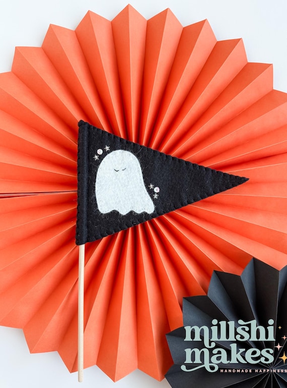 Handmade Felt Halloween Flag, Ghost Pennant