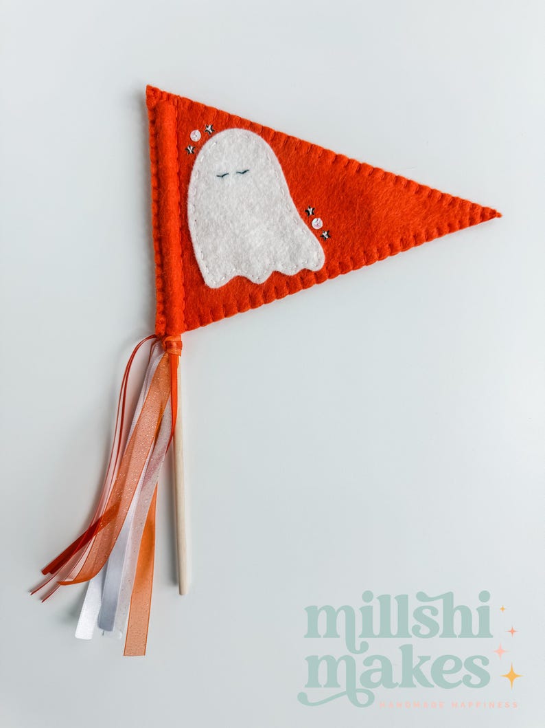 Handmade Felt Halloween Flag, Ghost Pennant image 5