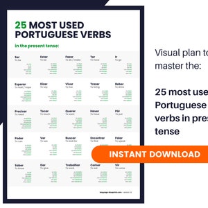 25 verbos portugueses más utilizados en tiempo presente