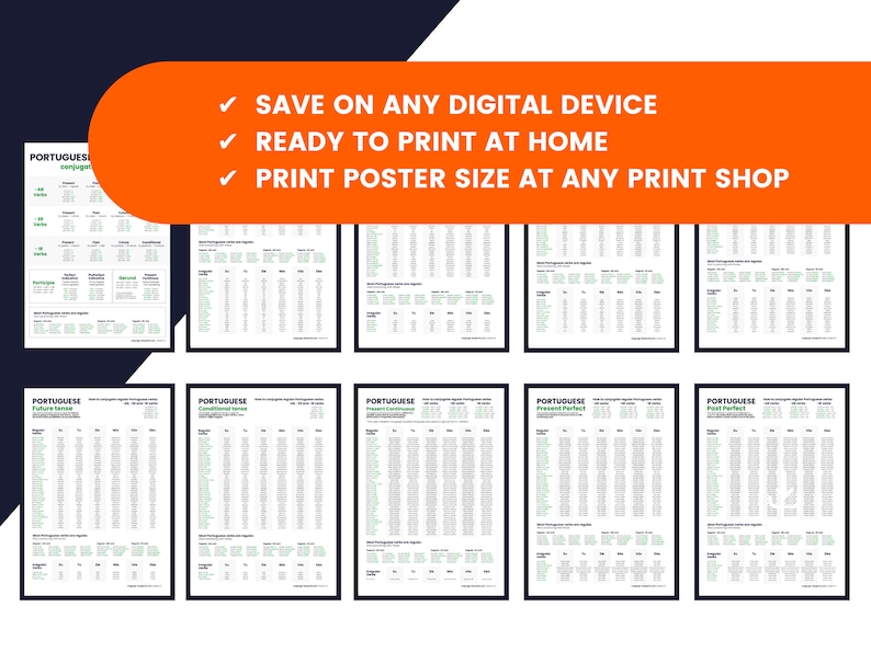 Master Portuguese Verbs and Conjugations – Full Digital Chart Set - Etsy