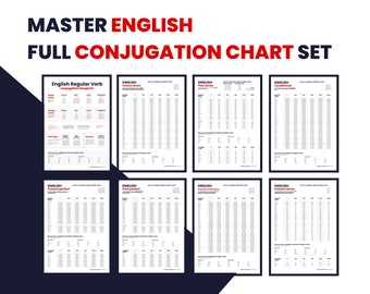 Master English conjugation – full digital conjugation chart set to learn English fast