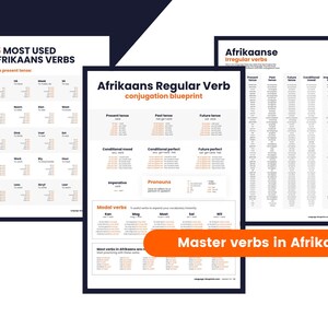 Learn Afrikaans verbs - PDF's for beginners, intermediate and advances level