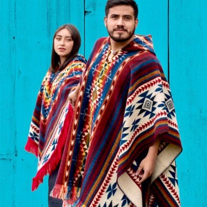 Inkas Andean Poncho, Hooded, Handmade, Coat, Cape, Jacket, HANDWOVEN, Fair Trade Inkas Poncho, Unisex. imagem 6