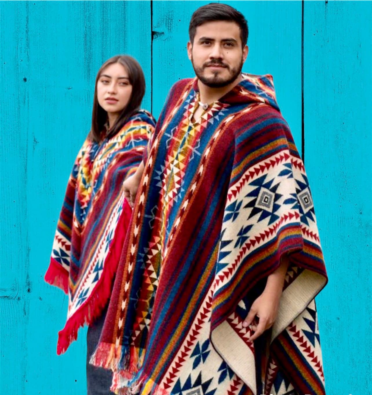 Inkas Andean Poncho, Hooded, Handmade, Coat, Cape, Jacket