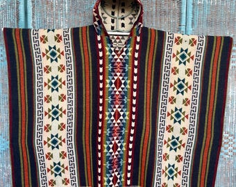 Handwoven Alpaca Wool Hooded Poncho: Fair Trade Andean Cape