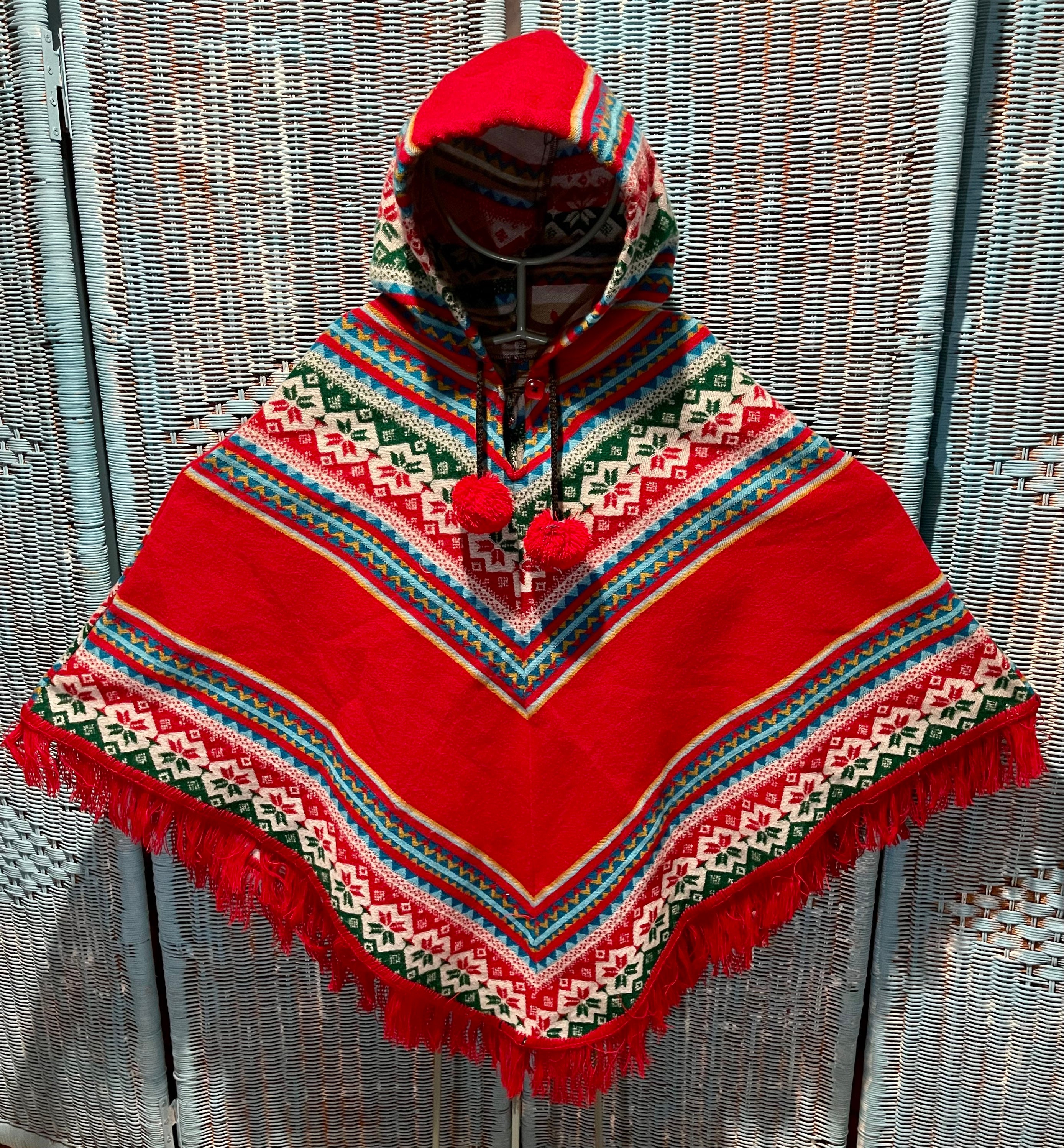 Lana De Llama Hombre Unisex con capucha de tejidos a mano Poncho Capa Abrigo Chaqueta de América del Sur 