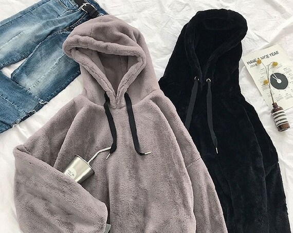 MUGSandSNUGS Handmade Fuzzy Hoodie, Warm and Cozy for The Fall and Winter, Women's Sweater, Women's Clothing and Fashion