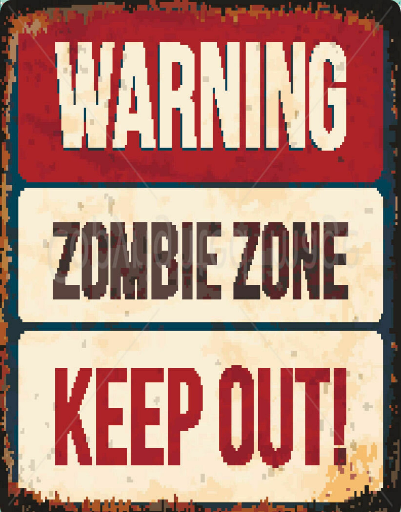 Warning Zombie Zone Keep Out retro metal tin sign Etsy