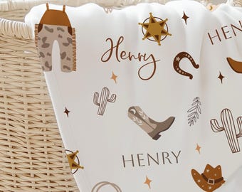 Personalized Cowboy Throw Blanket, Western Ranch Home Decor