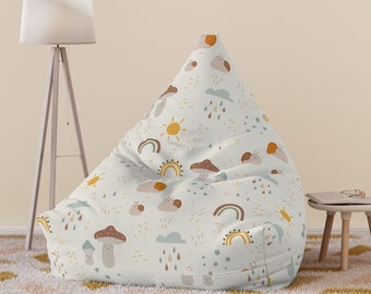 Bean Bag Chair for Kids, Mushroom Bean Bag Chair for Toddlers Teens, Bean Bag Cover for Boys and Girls, Gift for Kids, Mushroom Decor