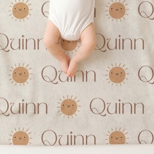 Personalized Cute Boho Sun Baby Blanket with Name, Kids Birthday Gift, Boho Rainbow Cute Animal, Baby Shower Gift, Newborn Gift