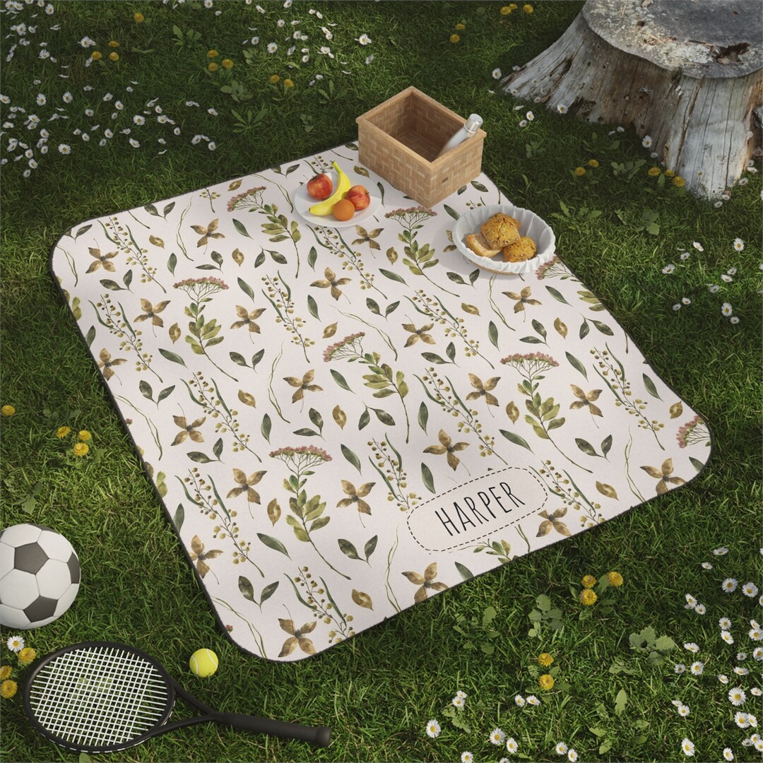Aesthetic Floral Picnic Blanket Waterproof, Personalized Flower Picnic