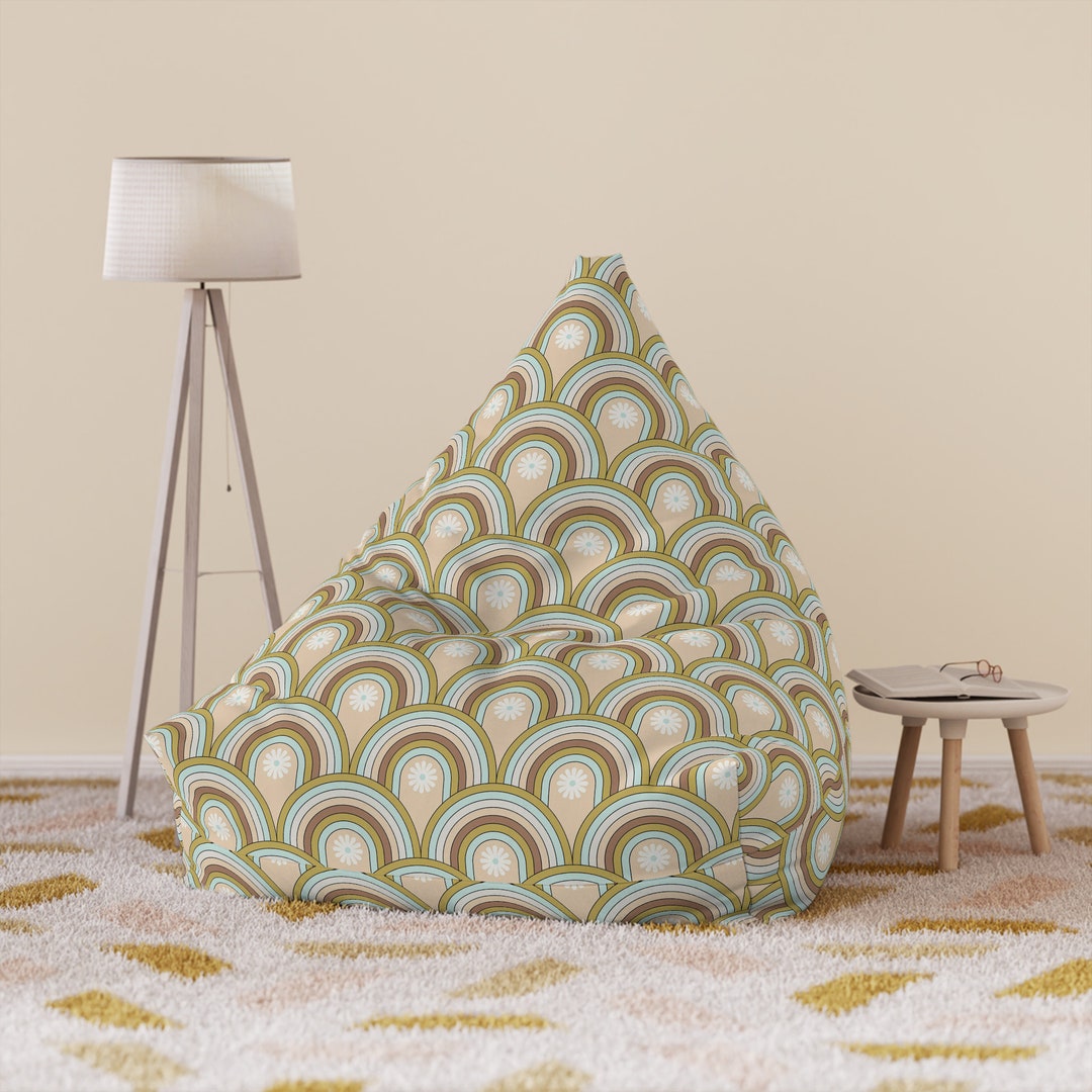 Retro Rainbow Bean Bag Chair Cover, Groovy Hippie Bean Bag Chair Teens ...