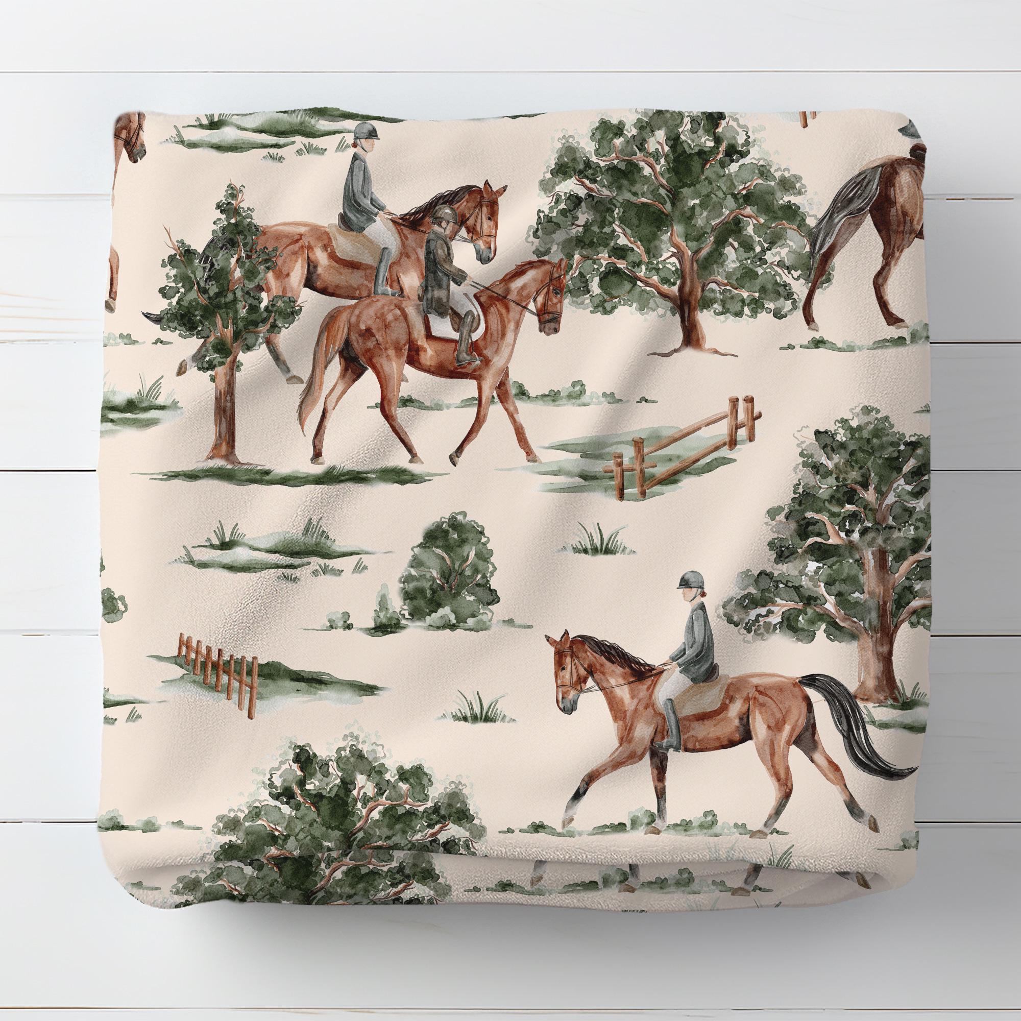 Personalized Horse Blanket for Her, Horse Lover Gift, Custom Equestrian Blanket for Girls Birthday, Baby Shower Newborn Housewarming Gift