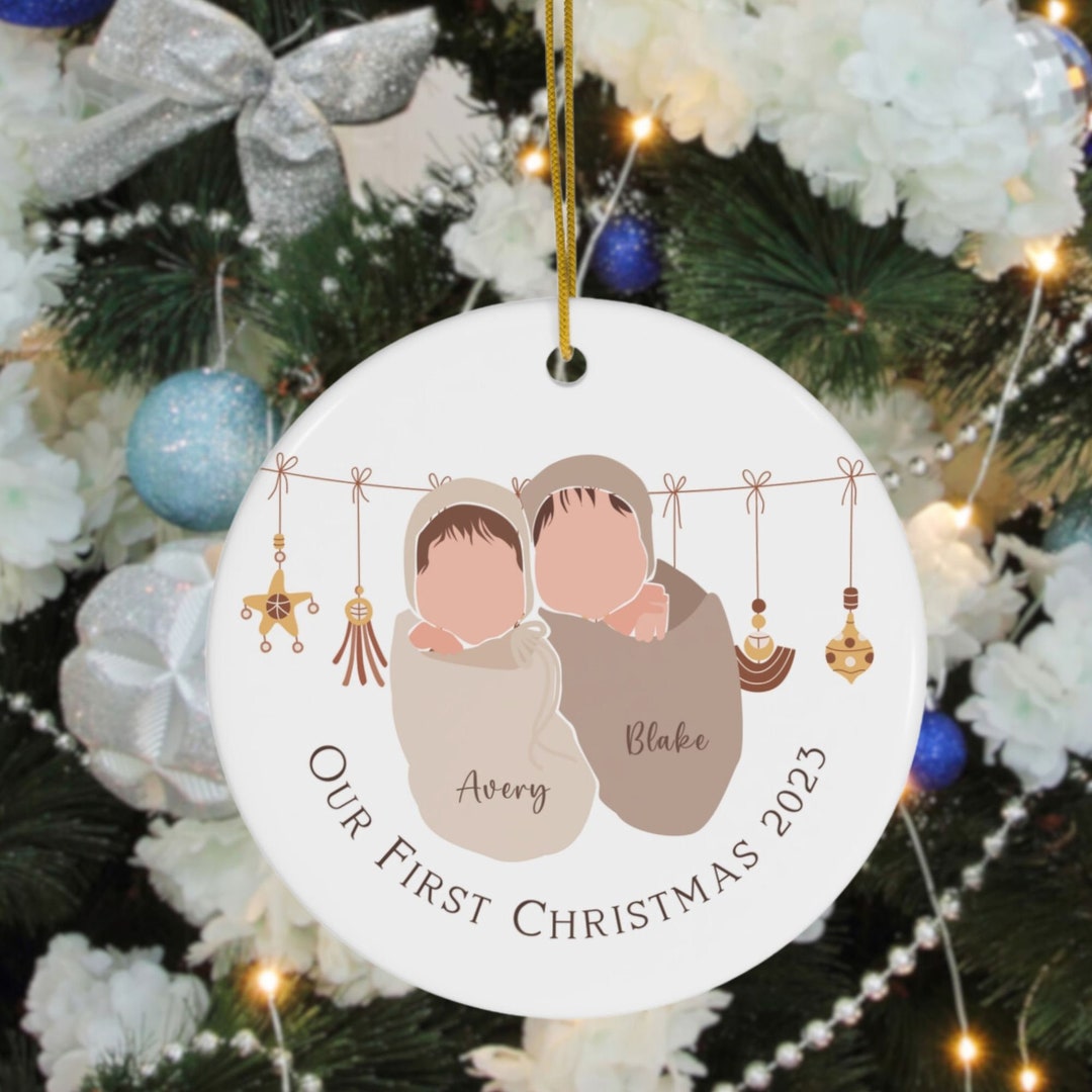 Baby Twins First Christmas Ornament 2023 Minimalist Boho Etsy