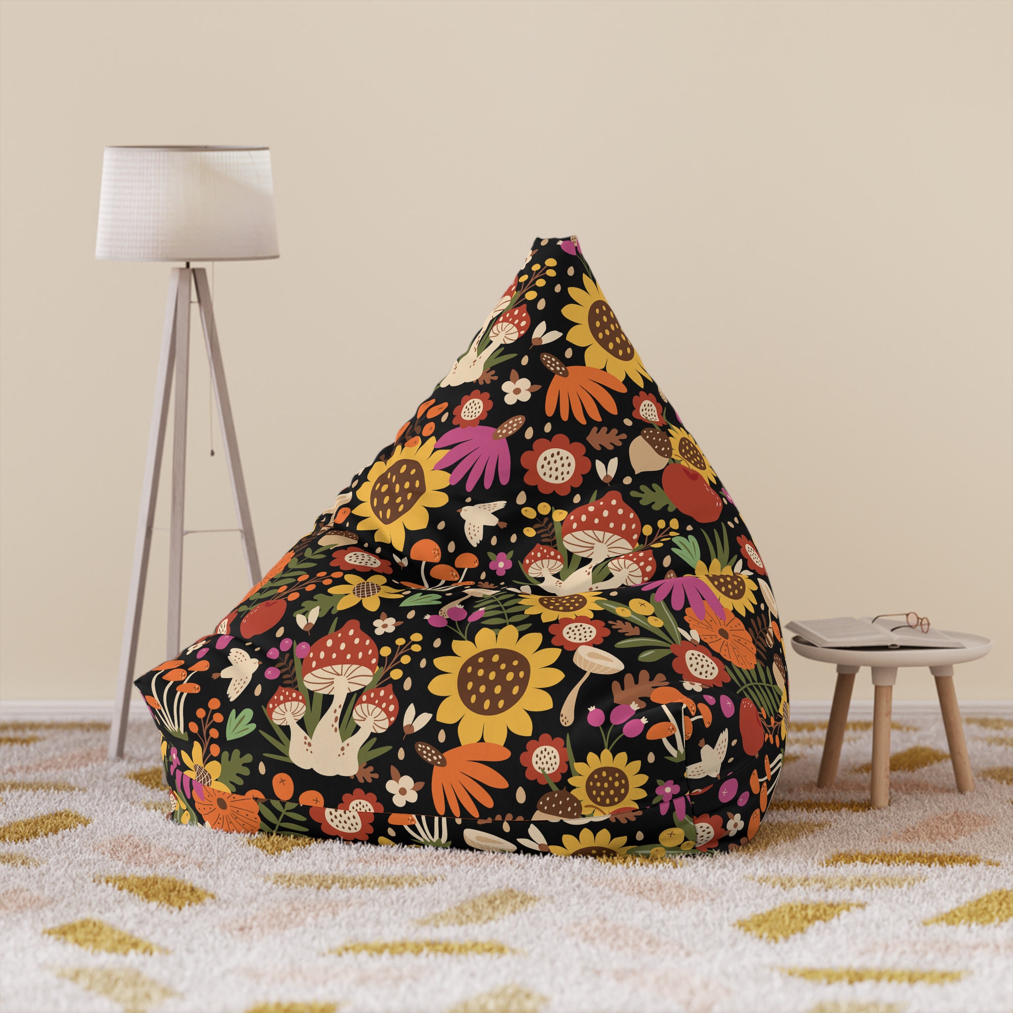 Bohemian Eclectic Floral Prints Bean Bag Chair With Cover Liner Unfilled -  Etsy