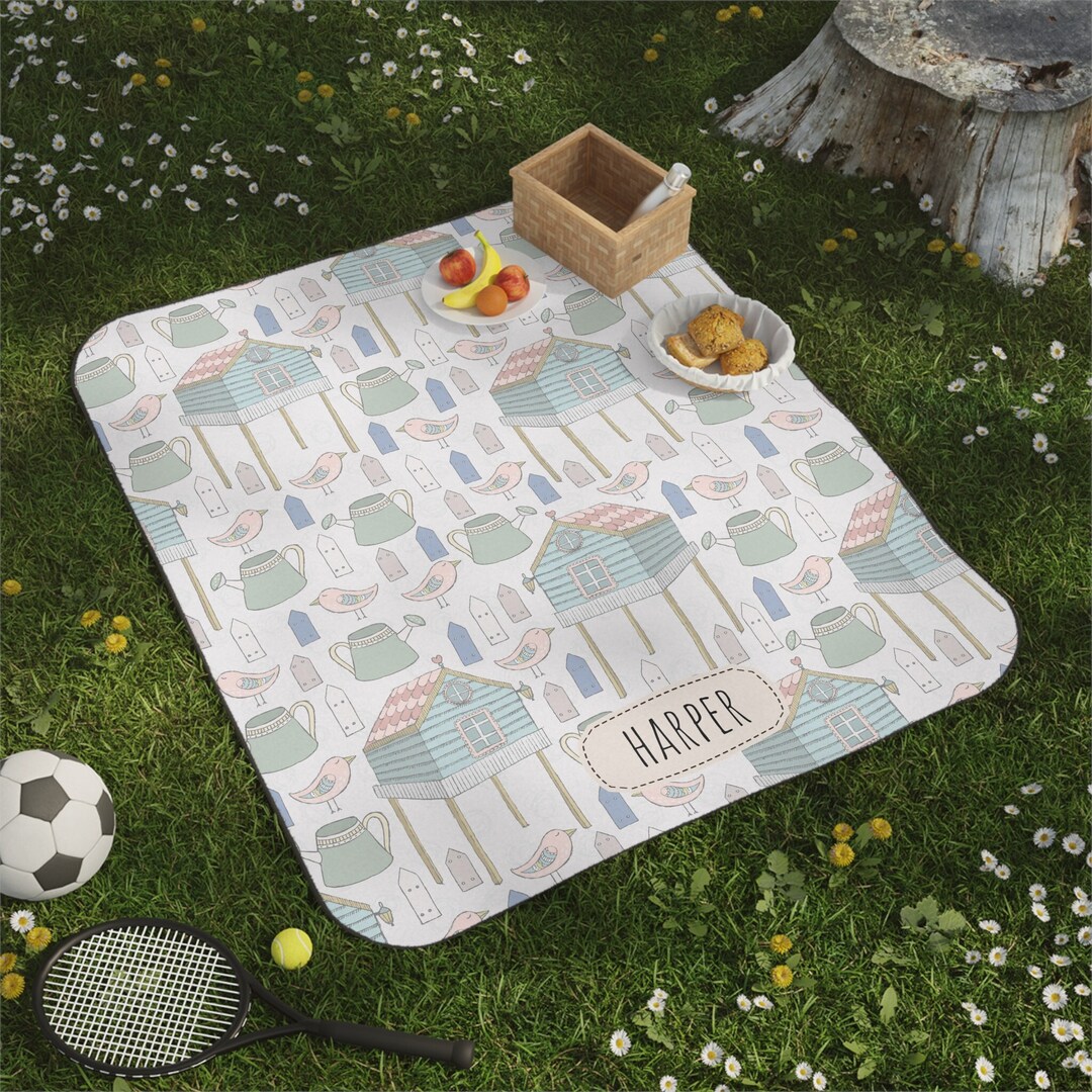Personalized Cute Kids Picnic Blanket Waterproof Forest Bird Etsy