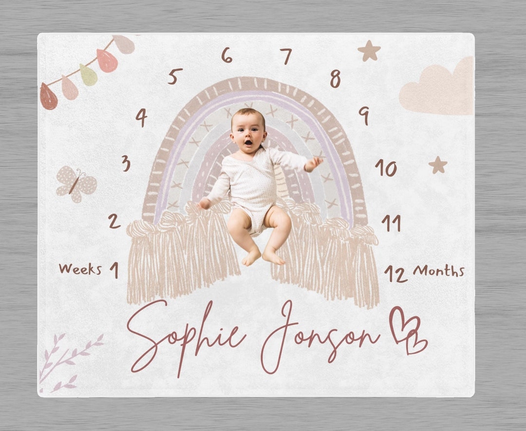 Boho Rainbow Baby Monthly Milestone Blanket Girls - Etsy