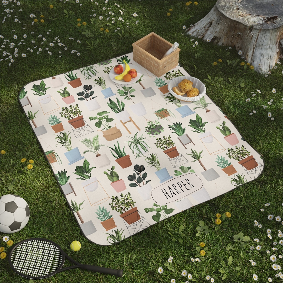 Personalized Aesthetic Picnic Blanket Waterproof, House Plant Large ...