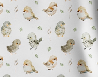 Birds Pima Cotton Fabric, Extra Soft Quilt Material, Nursery Decor