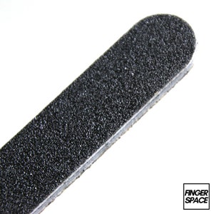 May include: A black nail file with a coarse grit surface.