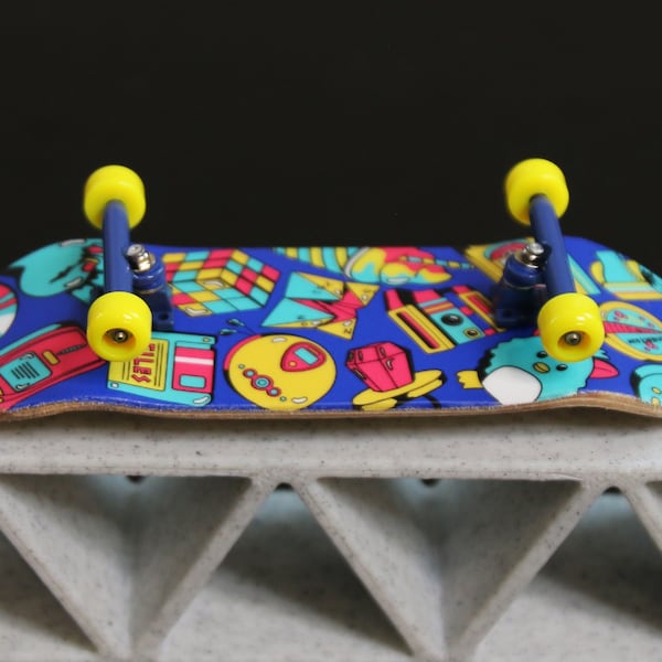 The "90s Kids Blues" Eco Series Complete Fingerboard Setup - Includes Deck, Trucks, Wheels, Tape, Hardware, and Tool