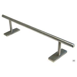 May include: A silver metal fingerboard rail with two flat bases. The rail is about 10 inches long.
