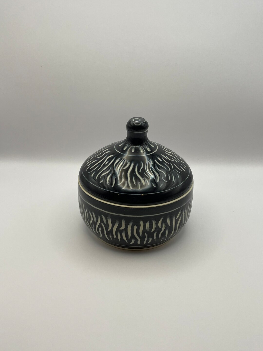 Black and White Lidded Jar Etsy