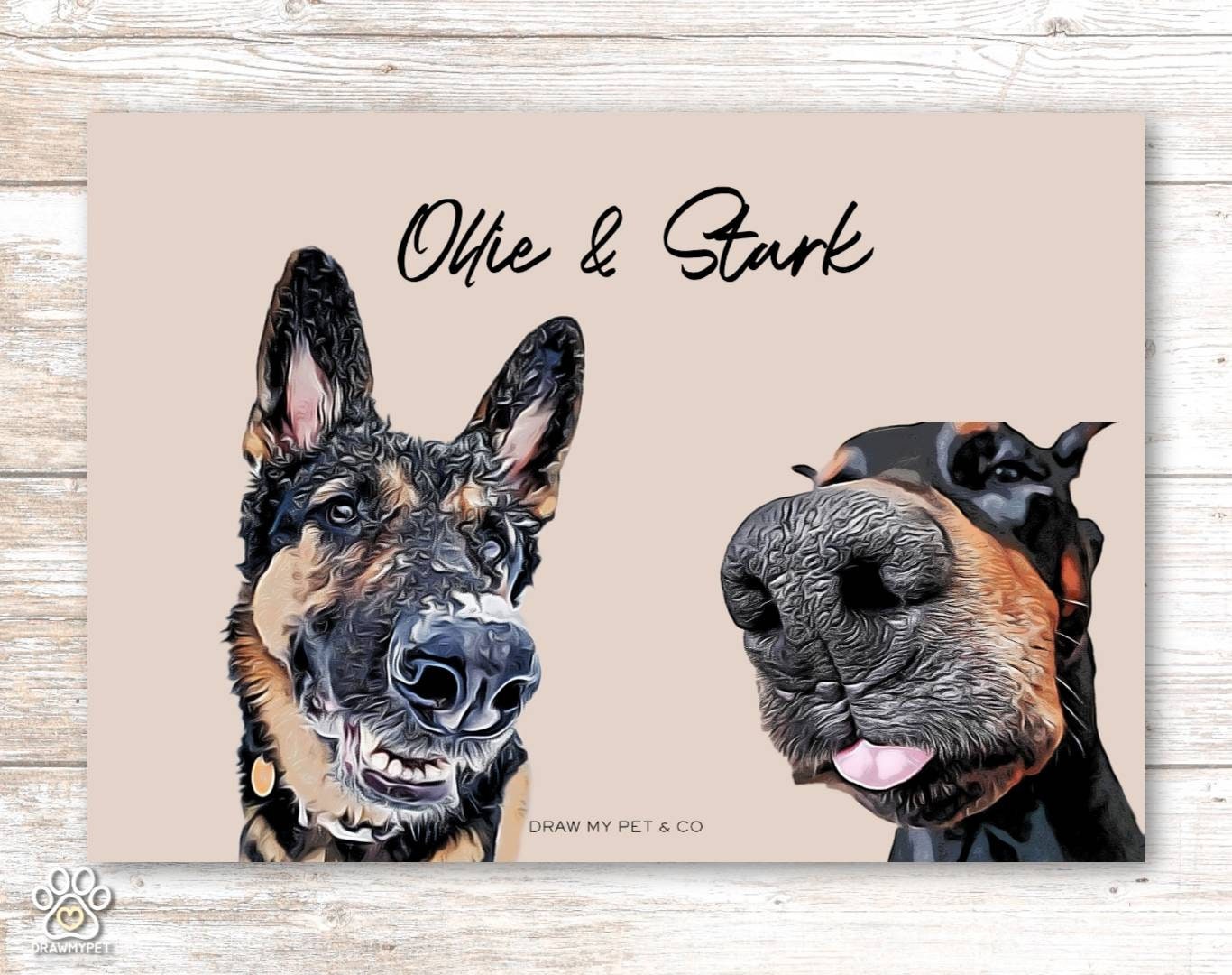 Portrait d'animal de Compagnie Personnalisé en Duo ou Trio, Fournitures Personnalisées Pour Animaux 